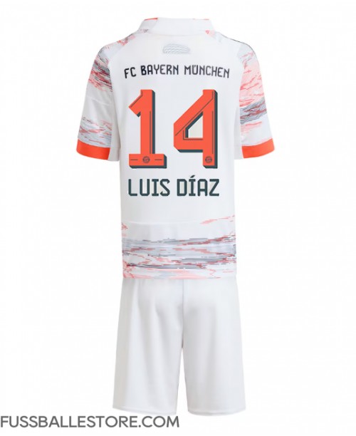 Günstige Bayern Munich Luis Diaz #14 Auswärts Trikotsatzt Kinder 2025-26 Kurzarm (+ Kurze Hosen)